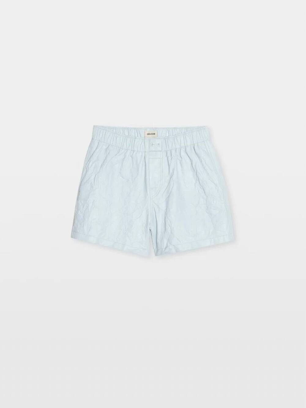 NEW ZADIG & VOLTAIRE women's pax crinkled leather shorts in baby blue